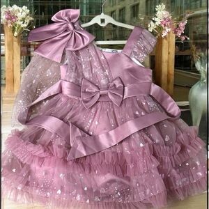 Pink Tulle Dress with Bows